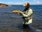 Warren Prior enjoying his slab of gold
